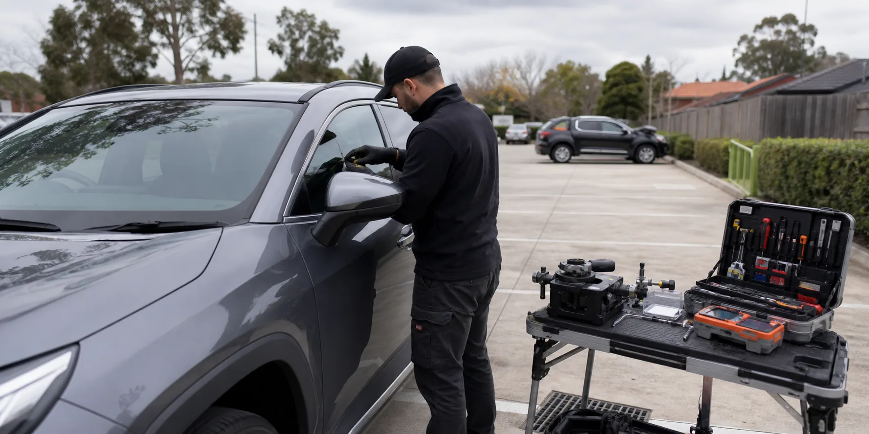 Mobile automotive locksmith van for car key replacement in Hampton Park