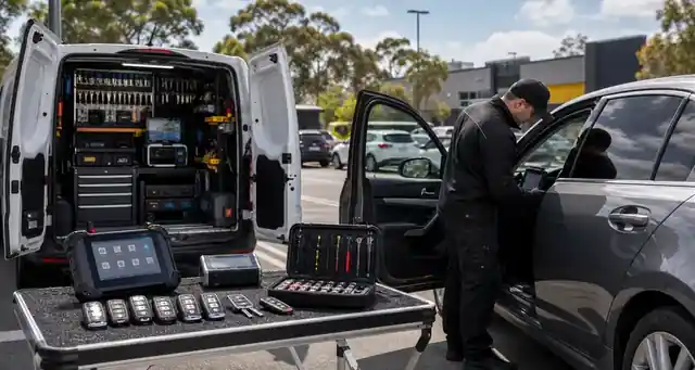 Mobile car locksmith van and vehicle lockout tools for a Dandenong driver